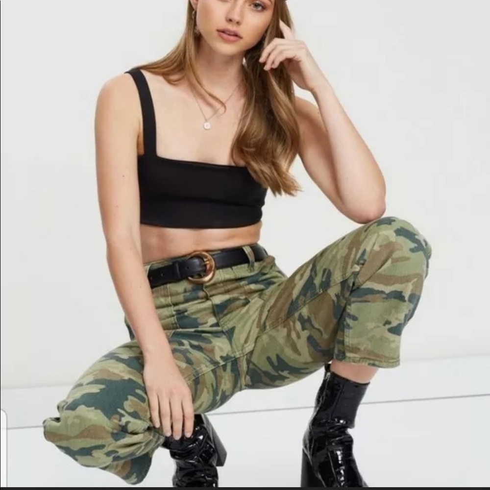 Military camo cropped jeans